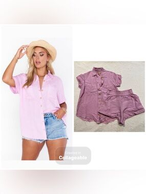(XS) Show Me Your Mumu Antonelli Top DiSilvio Shorts Lavender Linen Extra Small